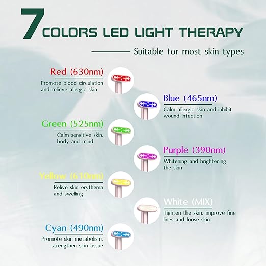 Aroura Beauty Light-Therapy Wand, Red Light Therapy for Face and Neck, 7in1 LED Beauty Wand, Red & Blue Rejuvenation, Face & Eye Massager Skincare Tool, Anti-Aging, Wrinkle Reduction, Skin Tightening