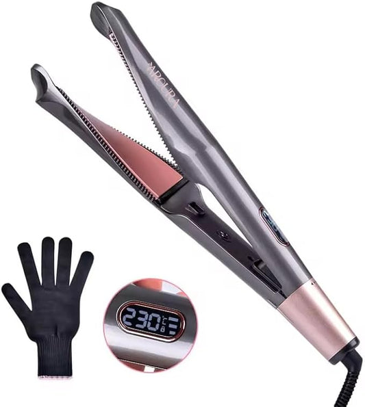 Aroura Beauty Hair Straightener Flat Curling Iron 1 year warranty : Straightener and Curler 2 in 1 - Twist Straightening Curling Iron Combo for Curl Wave Straighten Women Hair - 1 Inch Dual Voltage